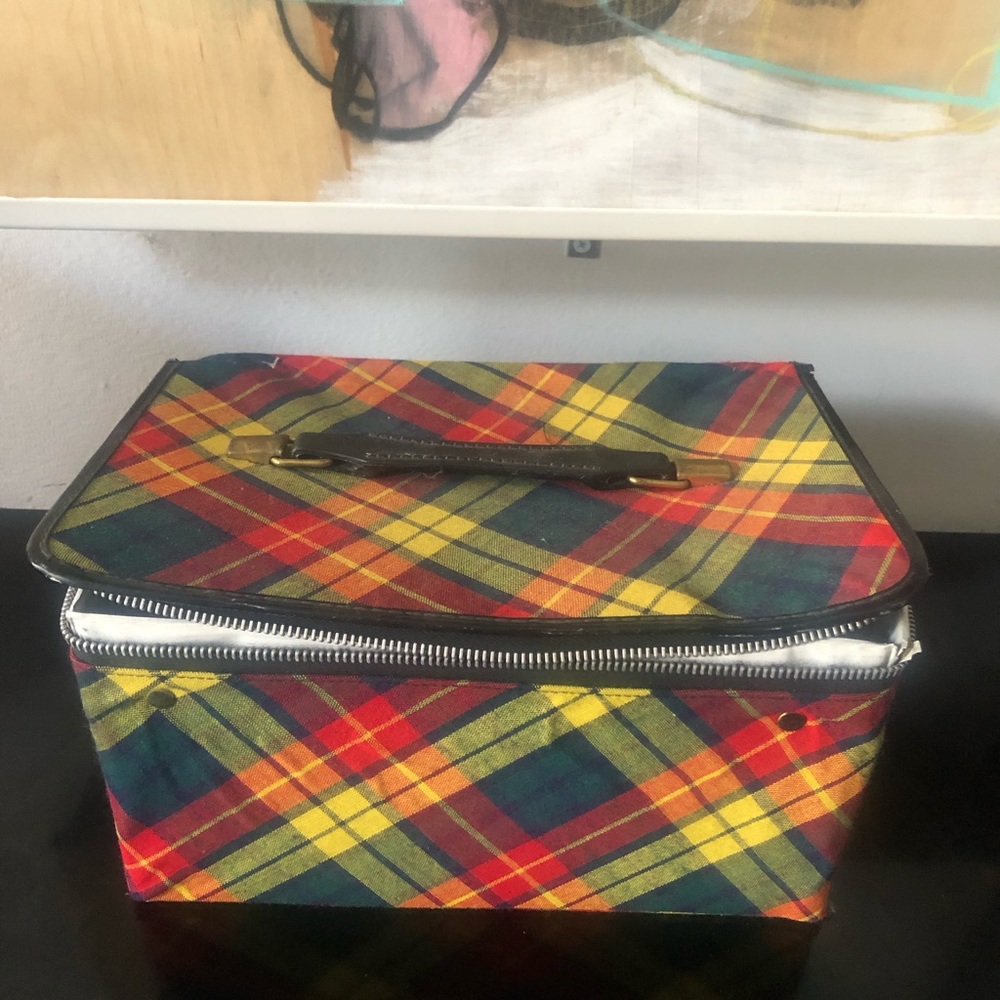 Vintage plaid travel box